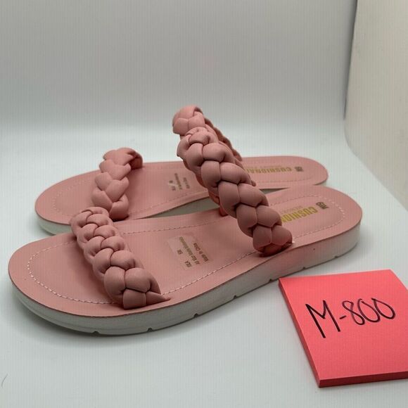 CUSHIONAIRE Women's braided slide sandal +Memory Foam 6.5 PINK - Picture 3 of 7